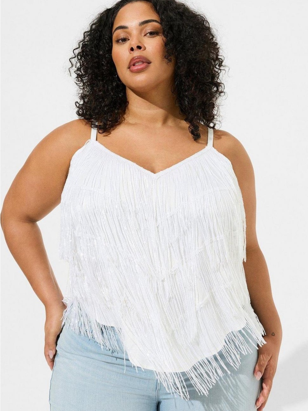 torrid White Fringe Camisole Tank Top